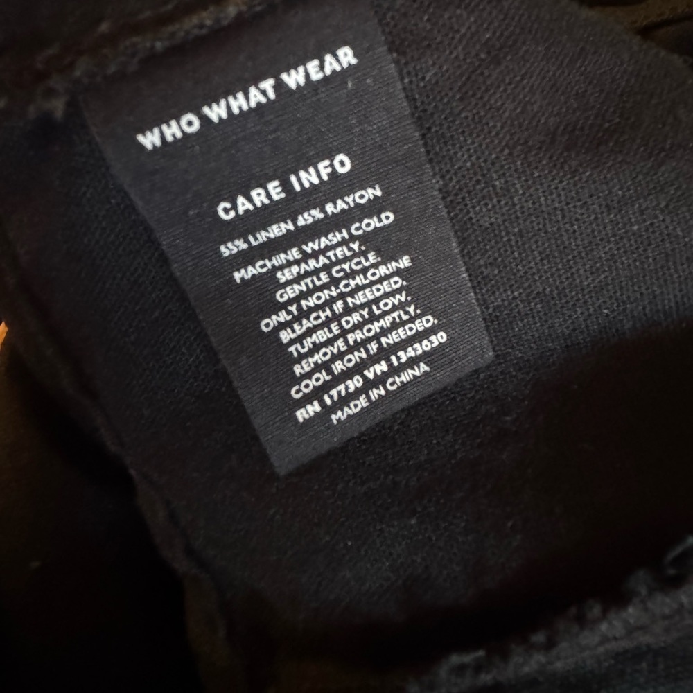 Who What Wear Black Linen Blend Wide Leg Jumpsuit Tie Back Coastal Chic - Picture 6 of 6